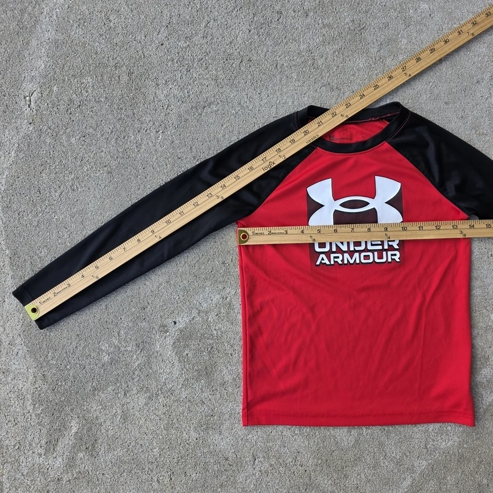 Under Armour Youth 7 Long Sleeve Shirt Bundle – 2 Pack Red & Black Logos